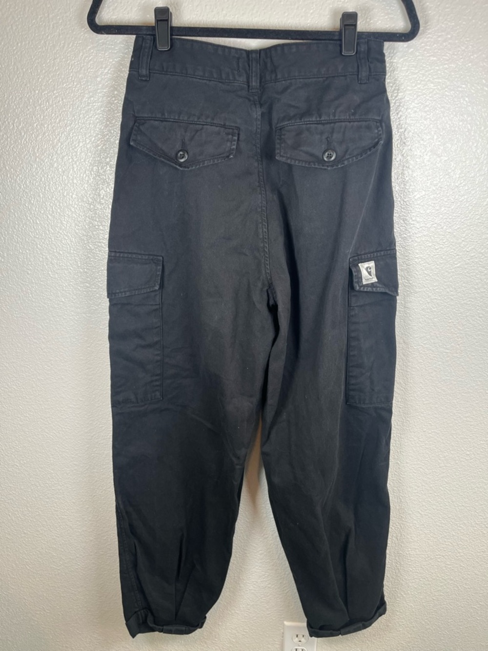 Carhartt WIP Collins Black High-Waist Baggy Cargo Pants Casual Streetwear 27 - Picture 8 of 12